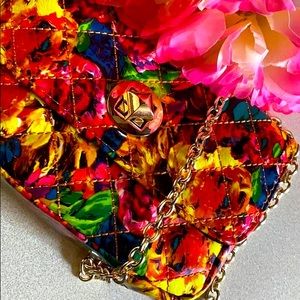 clutch floral purse with good chain strap